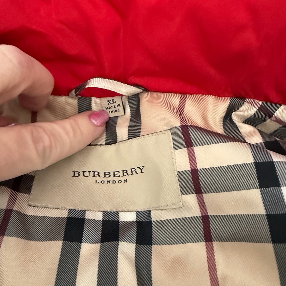 Burberry Red Jacket with Check Lining - Picture 5 of 9